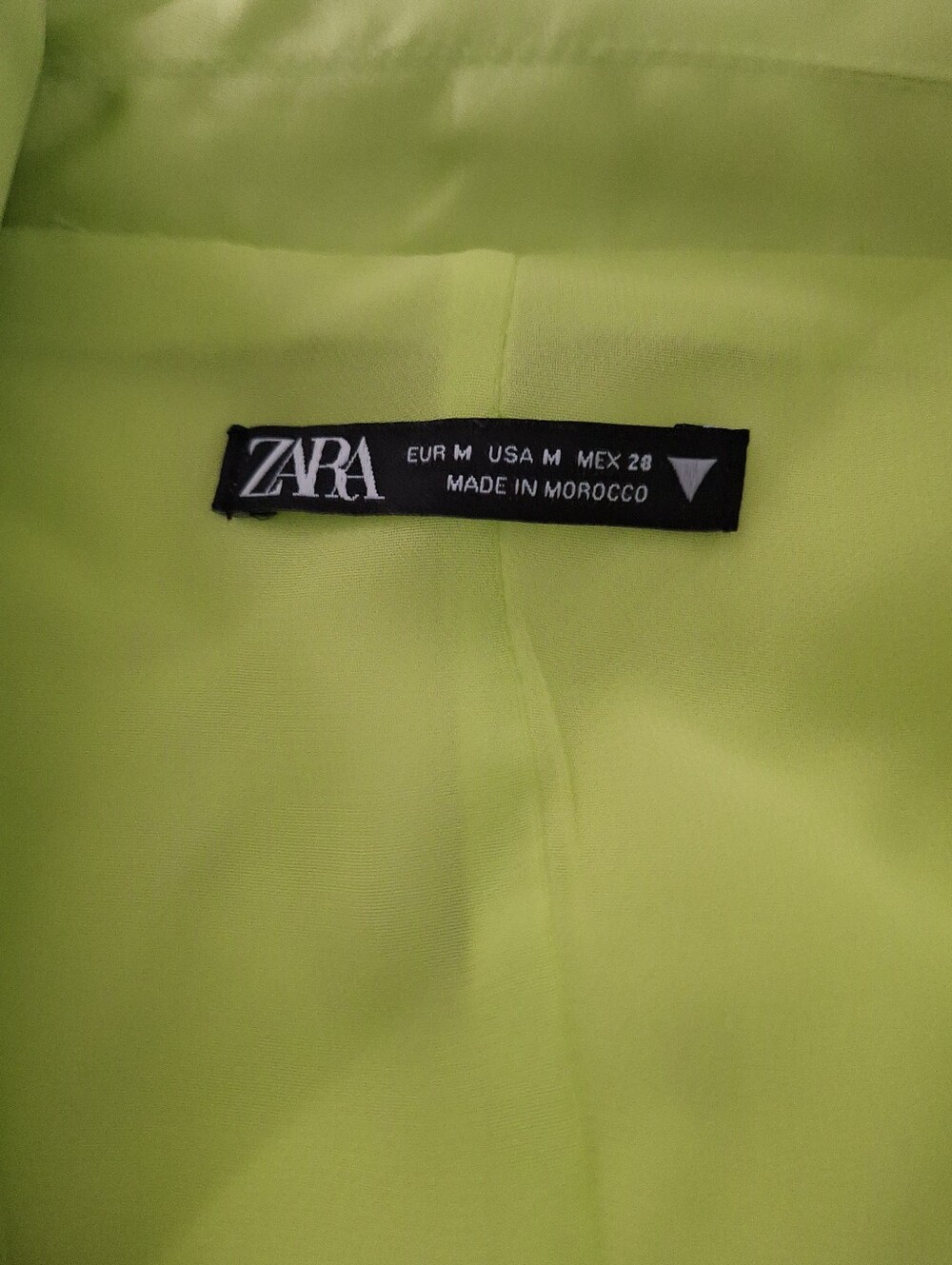 Zara Lime Satin Wrap Long Sleeve Mini Dress M - Picture 6 of 6